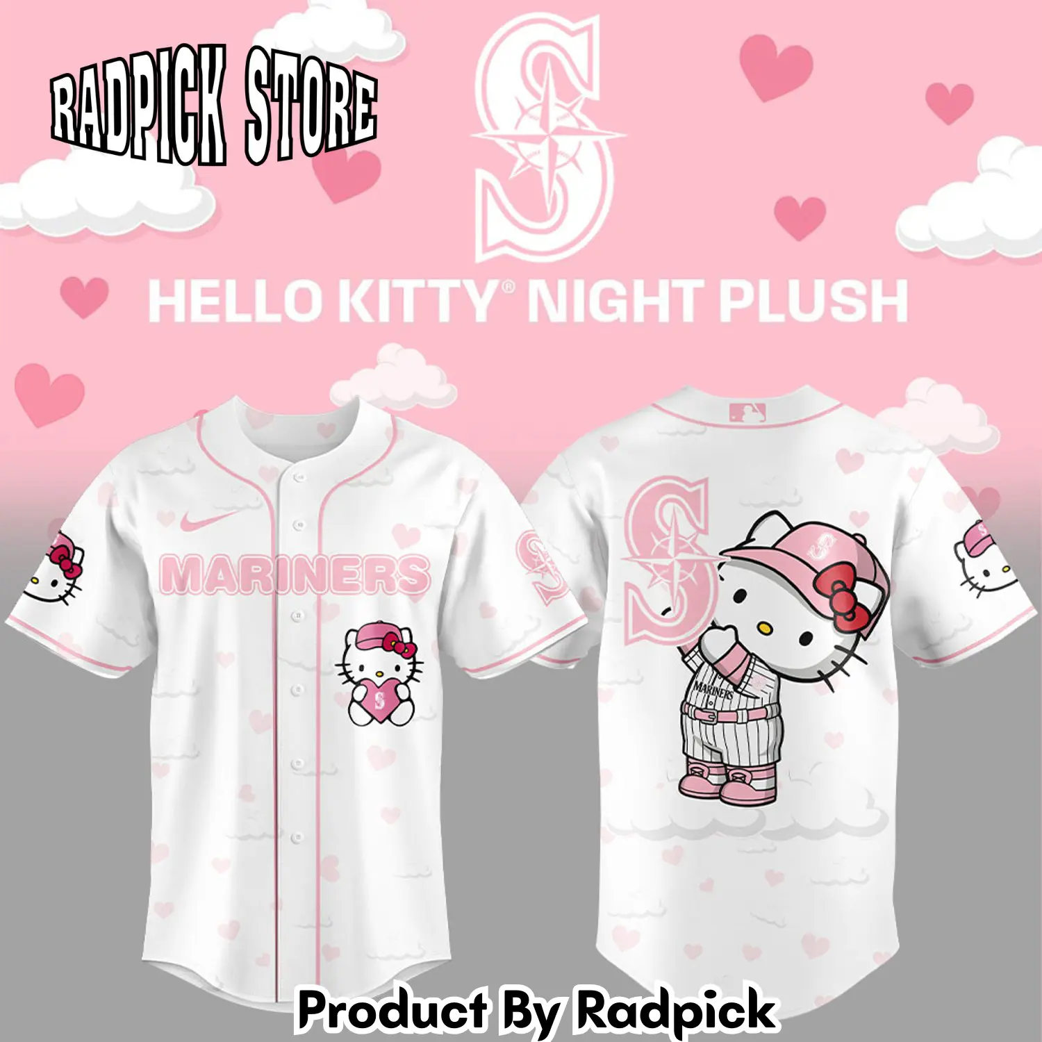 Radpick seattle mariners x hello kitty night combo baseball jersey rp12787
